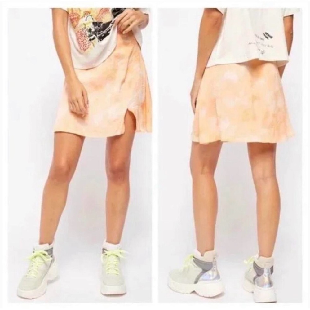 Free People Satin Tie-Dye Skirt